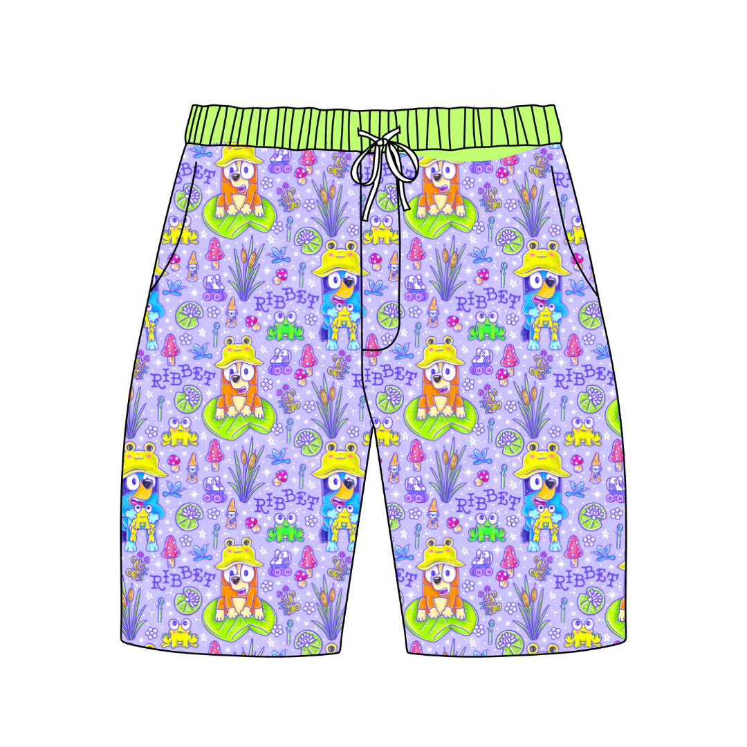 Ribbit - Chill - Adult Pajama Shorts (Extended Length) - Bamboo - PRE ORDER