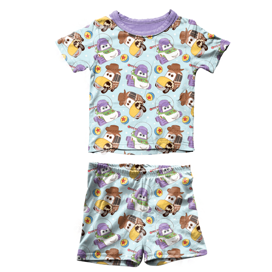 Andy's Toy Cars - Snugg Short Sleeve Short Set - Bamboo - (Ready to Ship)