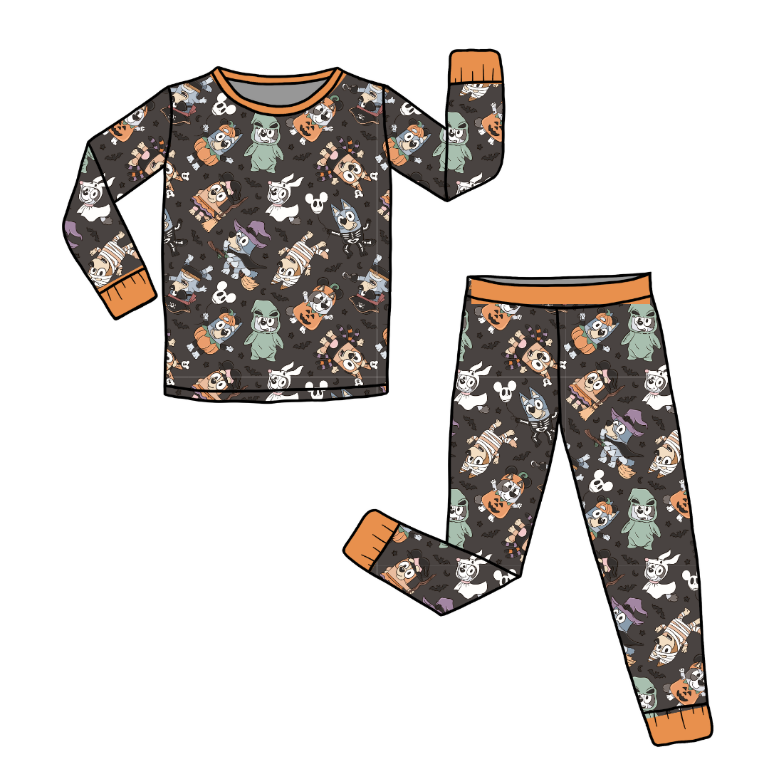 Booey Halloween - Slumber Long Sleeve Pajama Pants Set - Bamboo - (Ready to Ship)