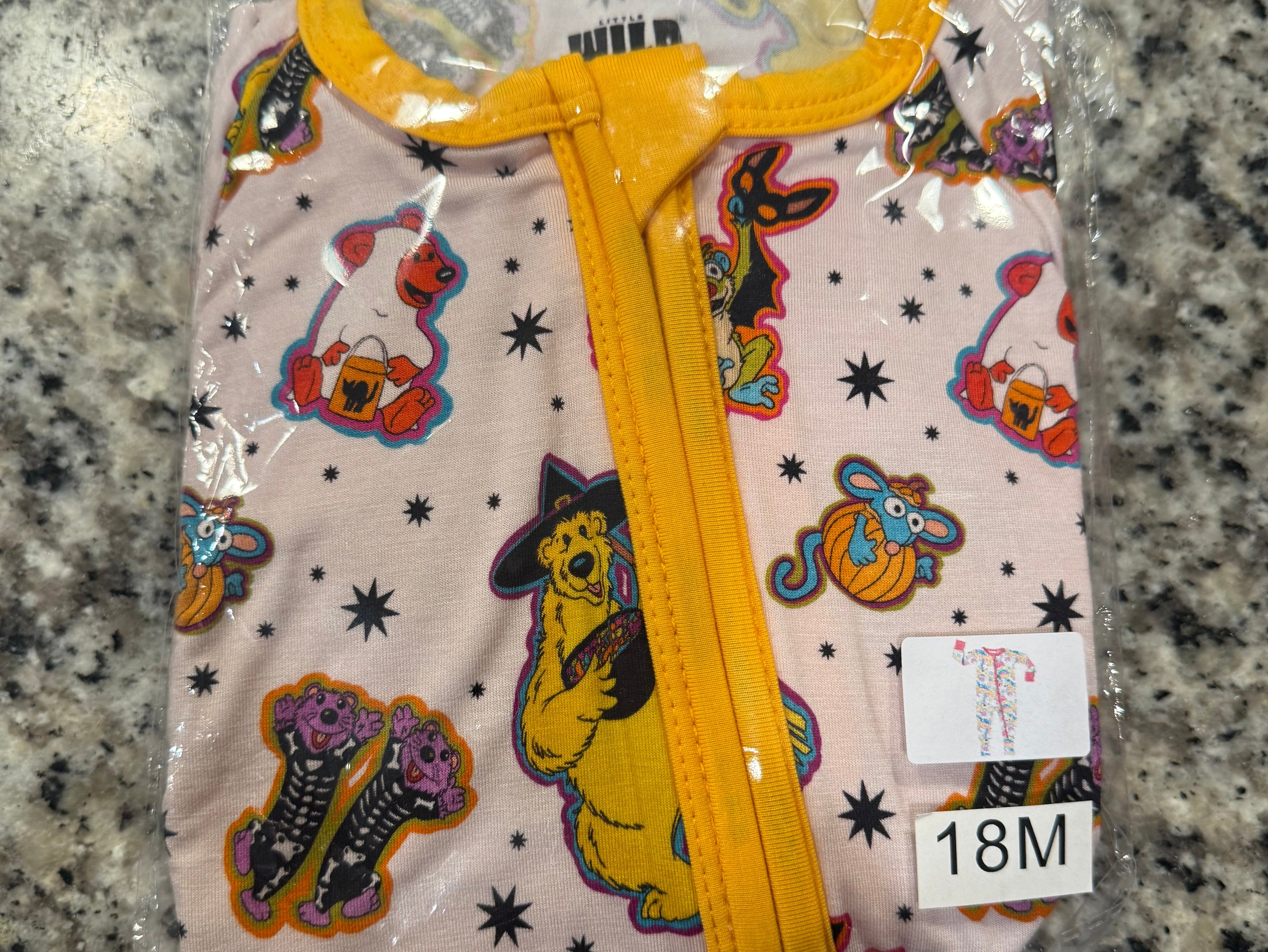 Halloween Bear - Dreamland Long Sleeve Zippy - Bamboo - Ready to Ship