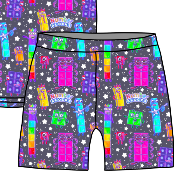 Blocks of Numbers - Dapper Boy Shorts - Knit - PRE ORDER