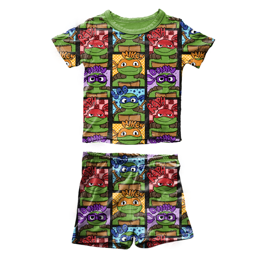 Turtles - Snugg Short Sleeve Short Set - Bamboo - (Ready to Ship)