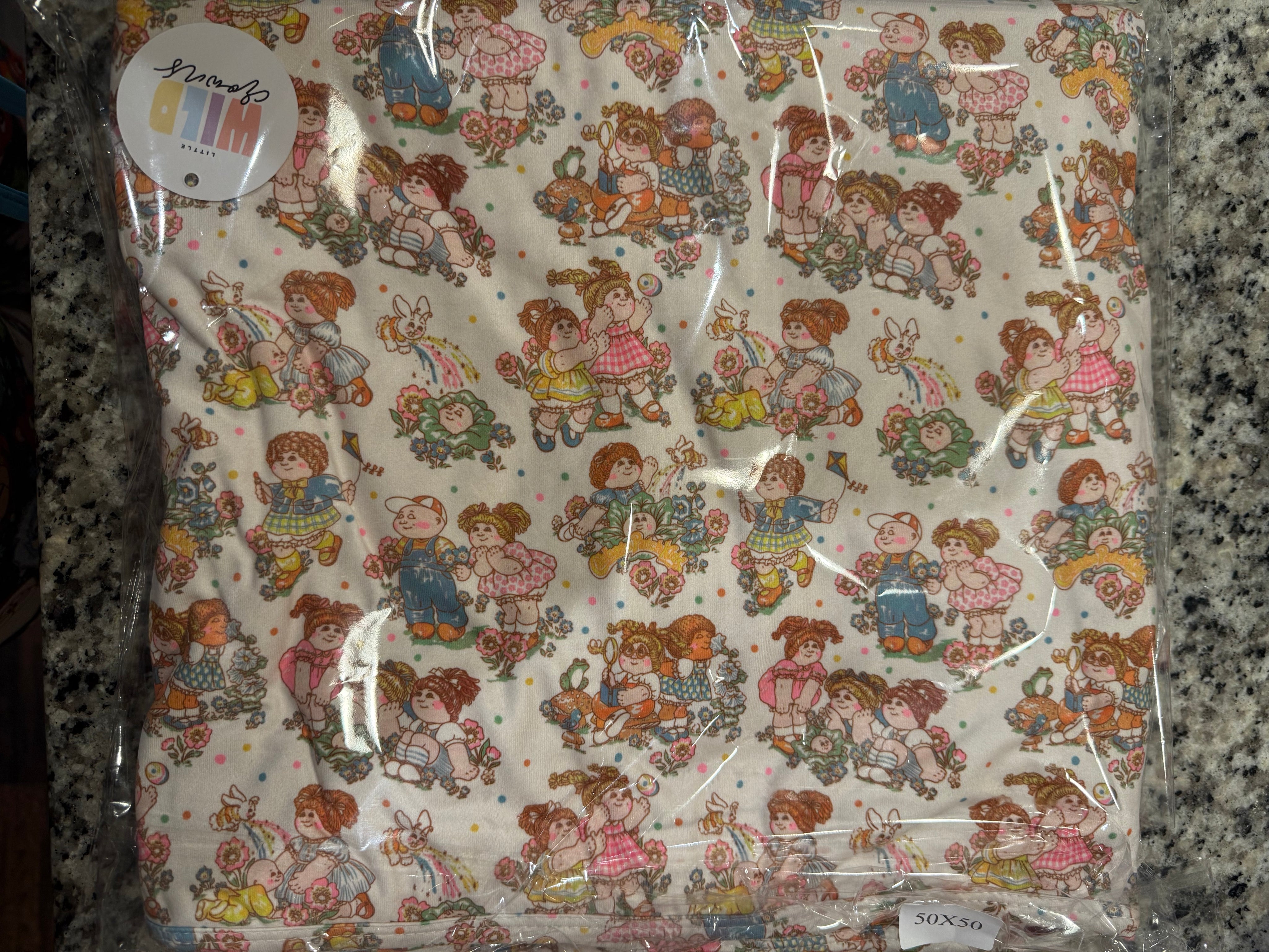 Cabbage - Solace Double Layer Double Print Blanket - Knit - Ready to Ship - 50x50