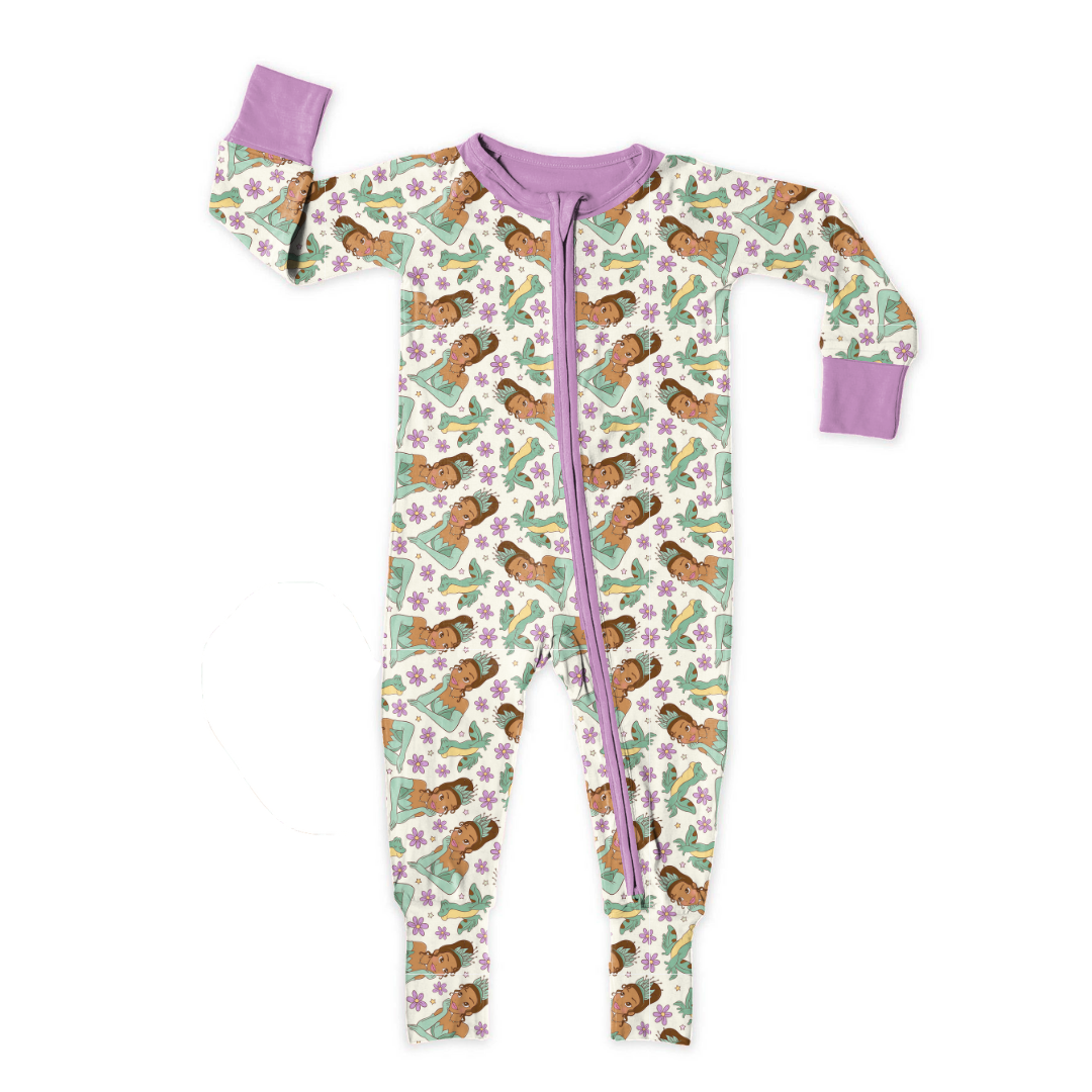 Frog Kisses - Dreamland Long Sleeve Zippy - Bamboo - (Ready to Ship)