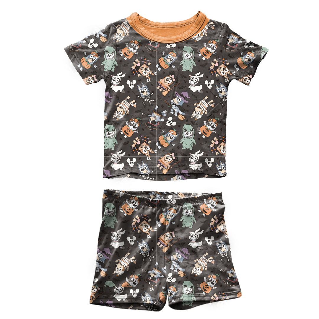 Booey Halloween - Snugg Short Sleeve Short Set - Bamboo - (Ready to Ship)